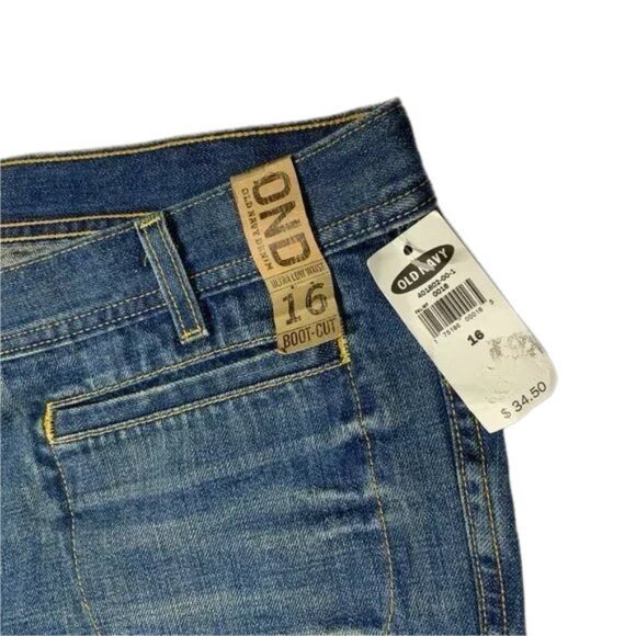 Old Navy Y2K Ultra Low Rise Boot Cut Distressed Jeans Size 16 40x33 VTG 2006 - Picture 2 of 9